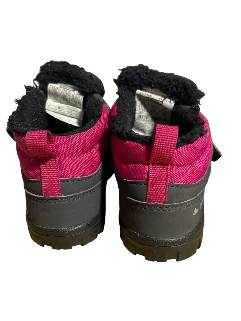 Quechua SH100 Junior Waterproof Warm Winter Boots Size 10.5C Pink & Gray